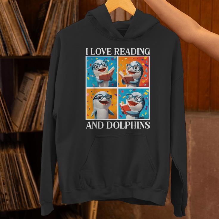 Dolphin Love Reading And Dolphins Child Book Lover Unisex Hoodie