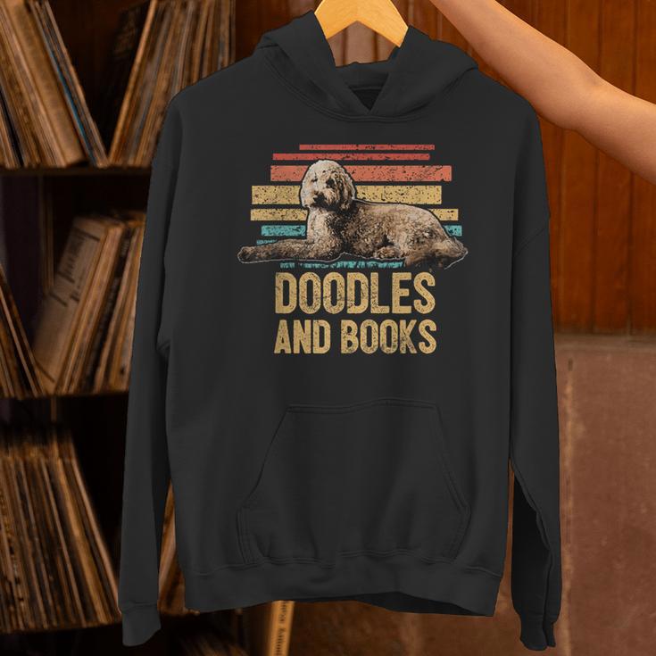 Doodles And Books Goldendoodle Dog Doodle Book Lover Retro Unisex Hoodie