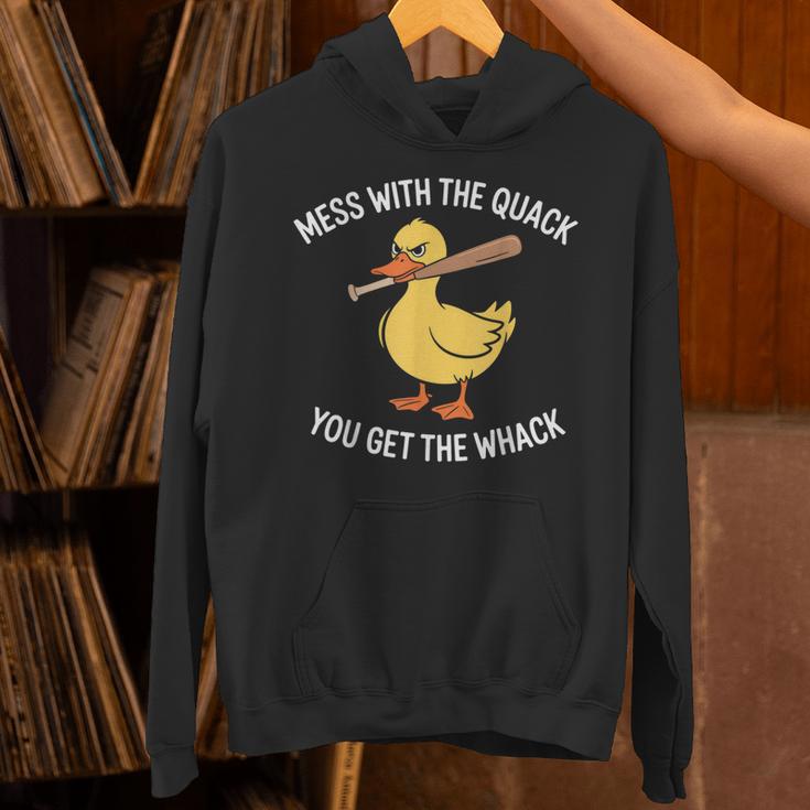 Duck And Baseball Bat Mess With The Quack You Get Whack Unisex Hoodie