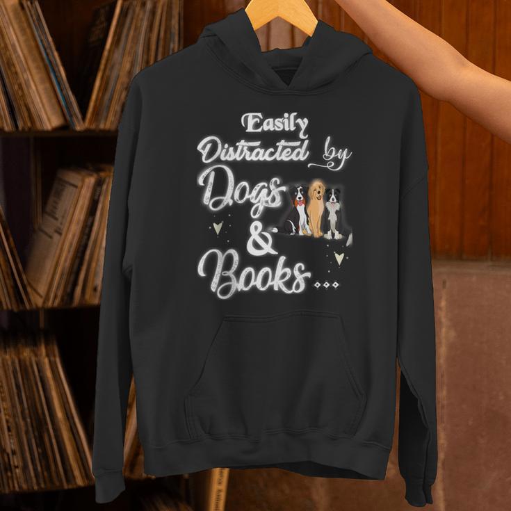 Easily Distracted By Dogs And Books Tee Unisex Hoodie
