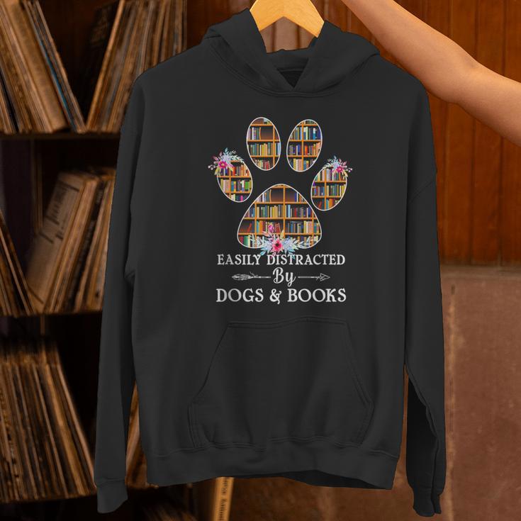 Easily Distracted By Dogs And Books Tshirt Unisex Hoodie