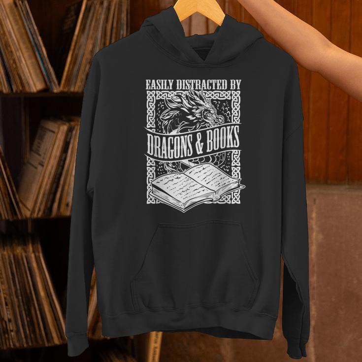 Easily Distracted By Dragons & Books Artwork Unisex Hoodie Easily Distracted By Dragons & Books Artwork Unisex Hoodie