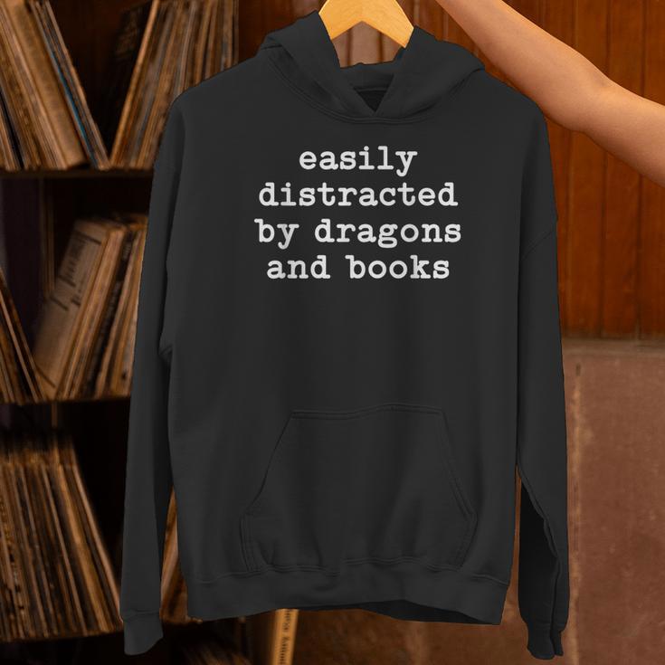 Easily Distracted By Dragons And Books Men Women Books Lover Unisex Hoodie