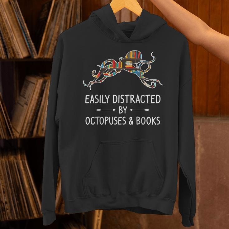 Easily Distracted By Octopuses & Books Lover Mollusc Unisex Hoodie