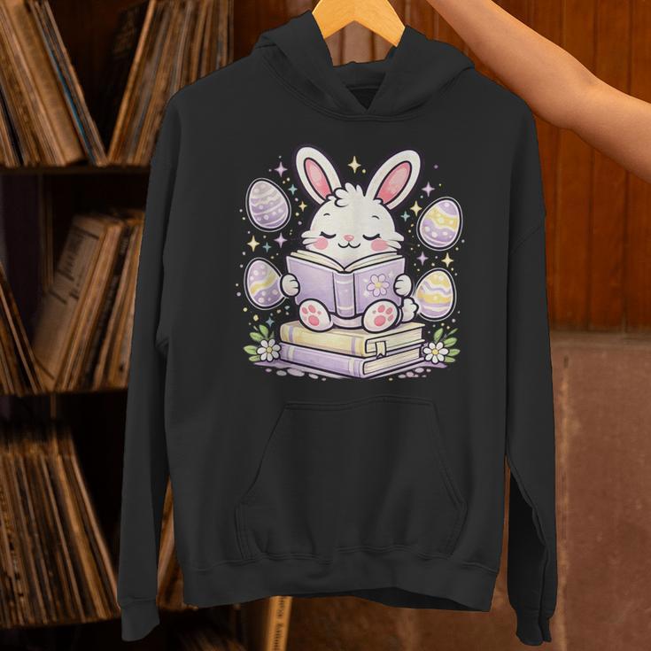 Easter Bunny Reading Book Cute Pastel Eggs Unisex Hoodie