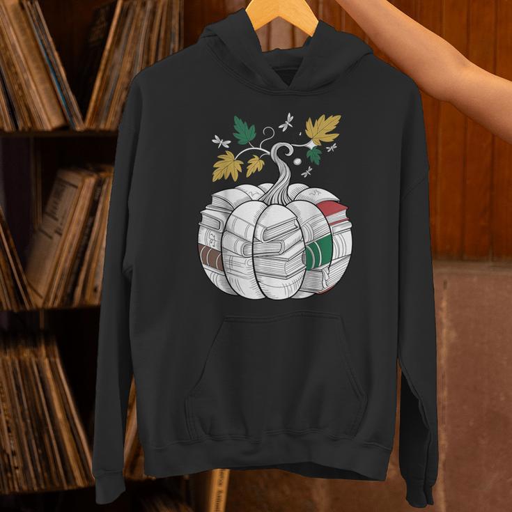 Fall Bookshelf Pumpkin Autumn Reading Unisex Hoodie