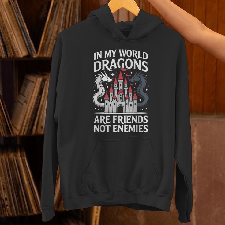 Fantasy Book Bookish My World Dragons Friends Not Enemies Unisex Hoodie