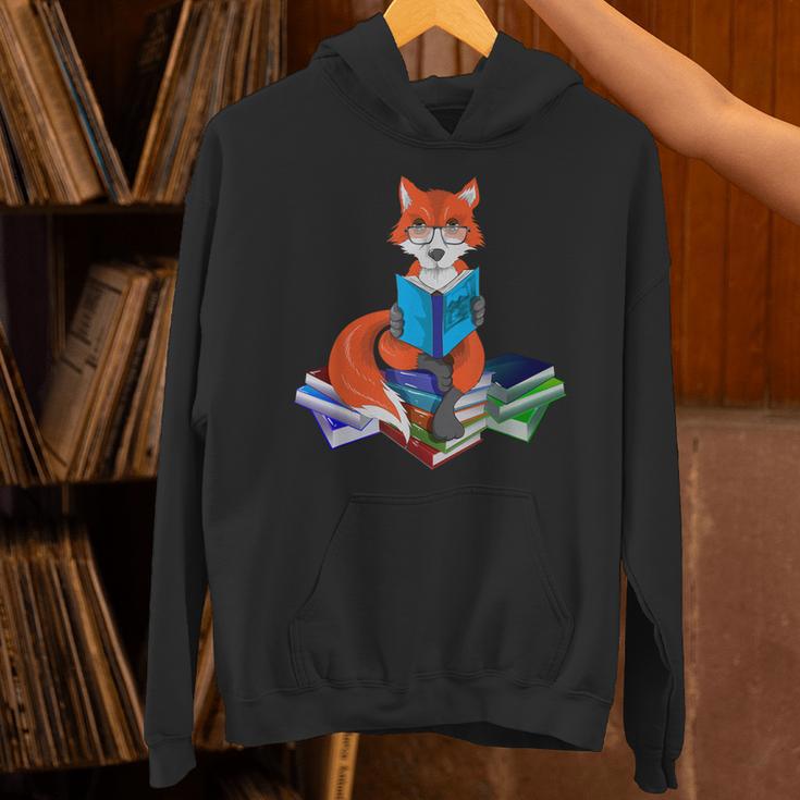 Fox Nerd Reading Books Bookworm Library Book Unisex Hoodie