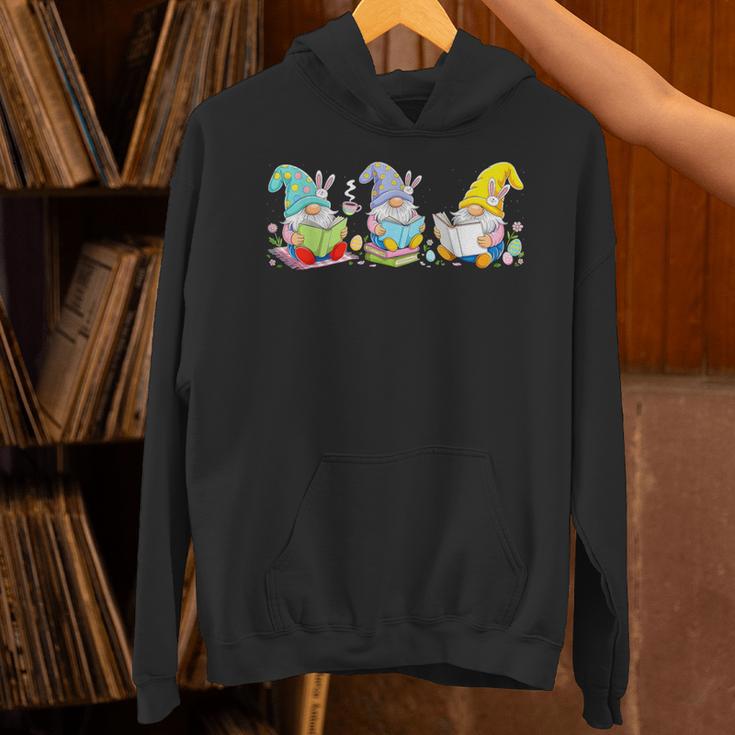 Gnomes Reading Books Teacher Easter Day Eggs Book Lovers Unisex Hoodie