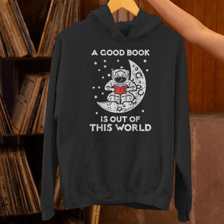 Good Book Is Out Of This World Astronaut Moon Space Bookworm Unisex Hoodie