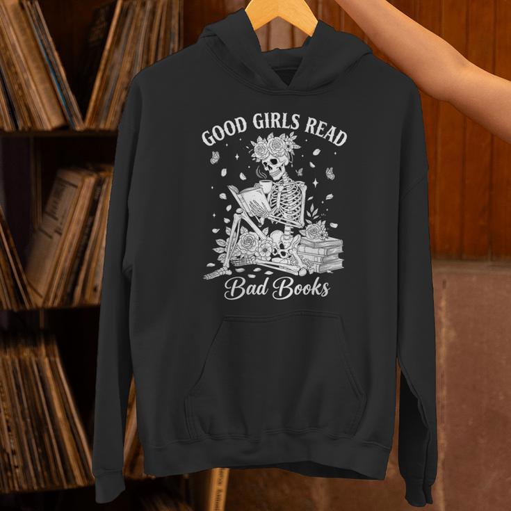 Good Girls Read Bad Books Skeleton Reading Book Halloween Unisex Hoodie Good Girls Read Bad Books Skeleton Reading Book Halloween Unisex Hoodie