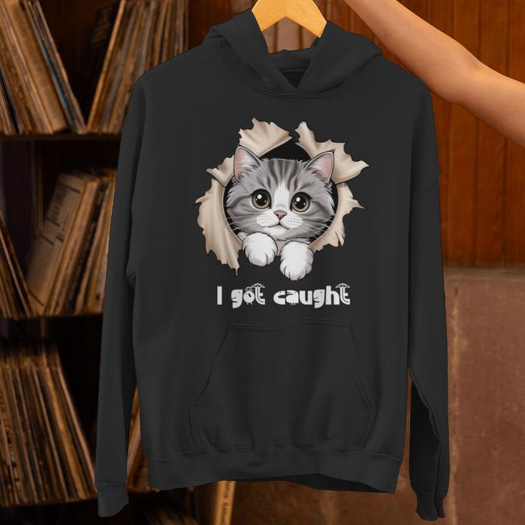 I Got Caught 子猫かわいい 長袖tシャツ パーカー