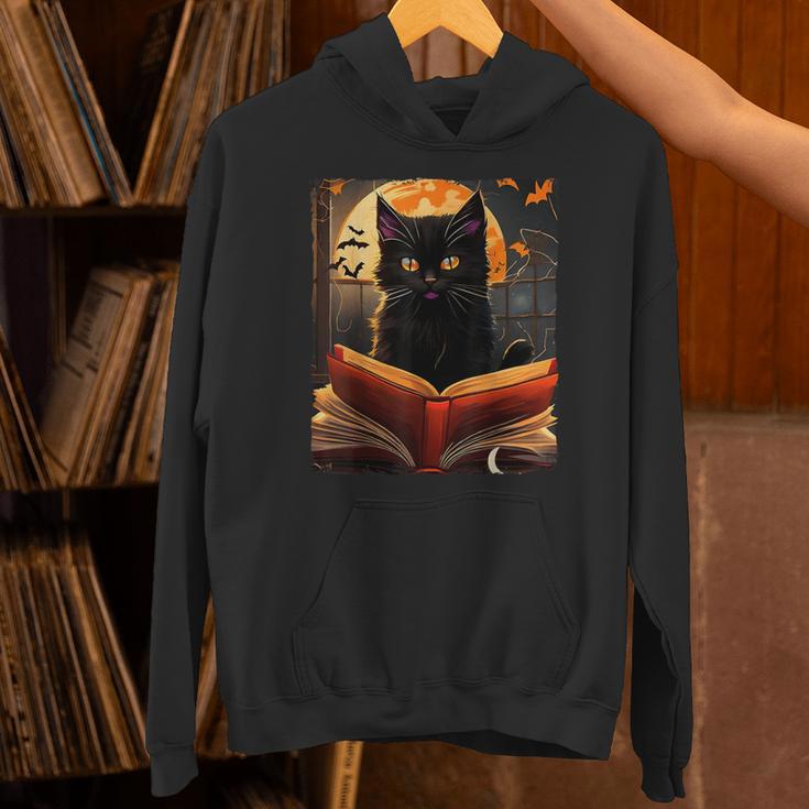 Halloween Cat Reading Books Spooky Cat Reader Teachers For Men Women Kids Unisex Hoodie