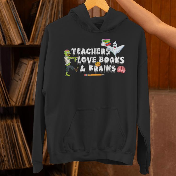 Halloween Teacher Love Books And Brains Teacher Halloween For Men Women Kids Unisex Hoodie