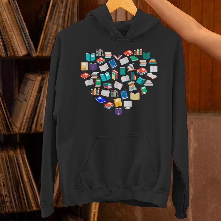Heart Of Books Book Lover Heart Shape Reading Unisex Hoodie