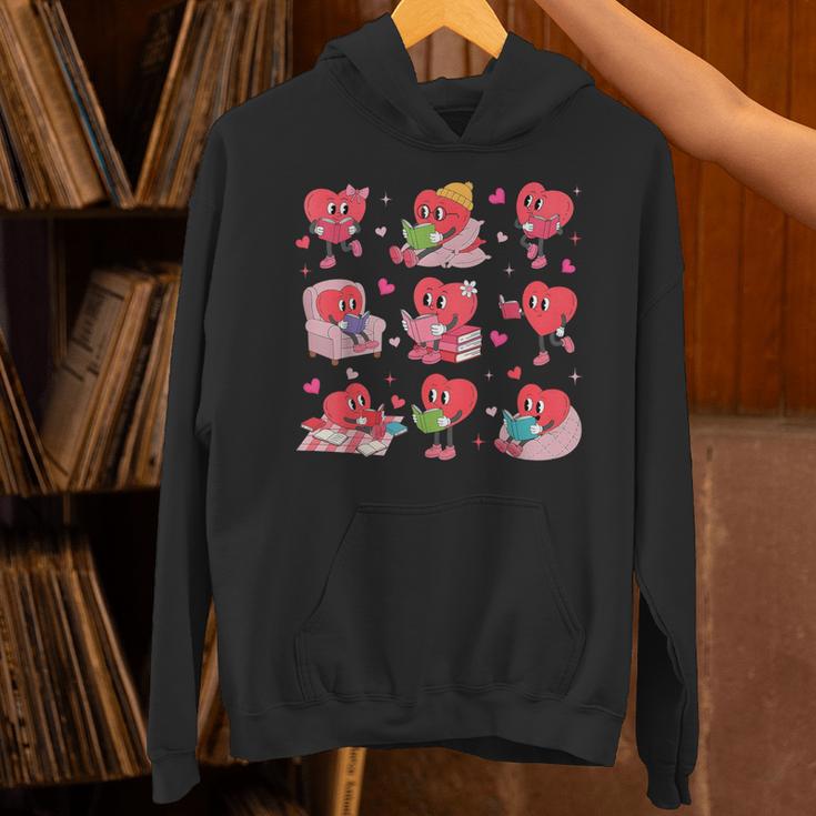 Hearts Reading Book Lovers All Booked For Valentine Unisex Hoodie