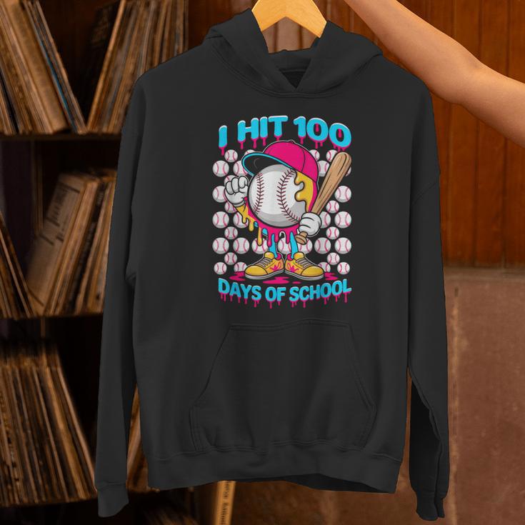 I Hit 100 Days Of School Baseball Ice Cream Drip Unisex Hoodie I Hit 100 Days Of School Baseball Ice Cream Drip Unisex Hoodie