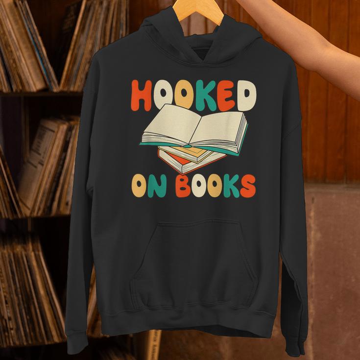 Hooked On Books Retro Reader Unisex Hoodie