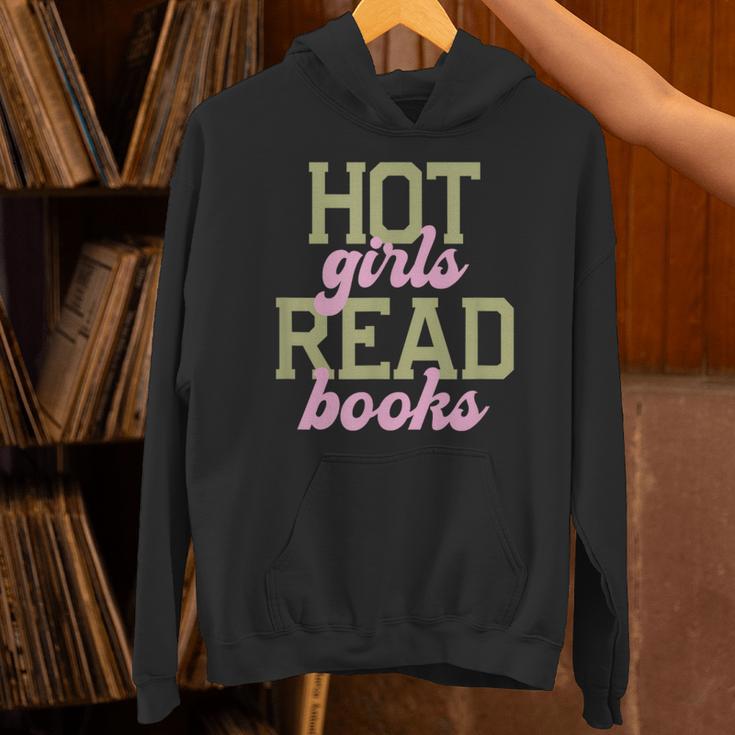 Hot Girls Read Books Retro Varsity Aesthetic Reading Unisex Hoodie