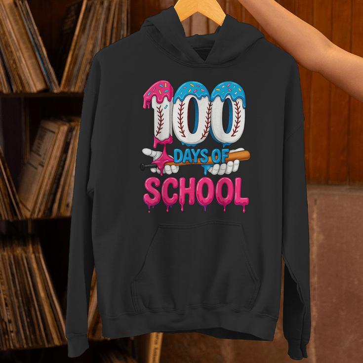 HUGvyn 100 Days Of School Baseball Ice Cream Teacher Student Unisex Hoodie HUGvyn 100 Days Of School Baseball Ice Cream Teacher Student Unisex Hoodie