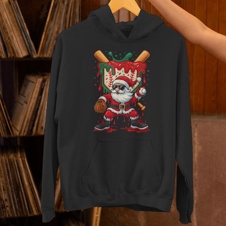 HUGvyn Santa Playing Baseball Ice Cream Drip Christmas Boys Unisex Hoodie