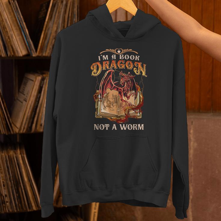 I'm a Book Dragon Not a Worm Dragon Reading a Books Unisex Hoodie
