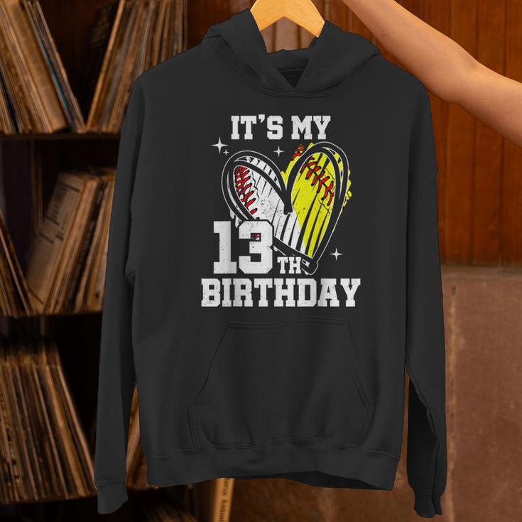 It's My 13th Birthday Baseball Softball Heart 13 Year Old Unisex Hoodie It's My 13th Birthday Baseball Softball Heart 13 Year Old Unisex Hoodie