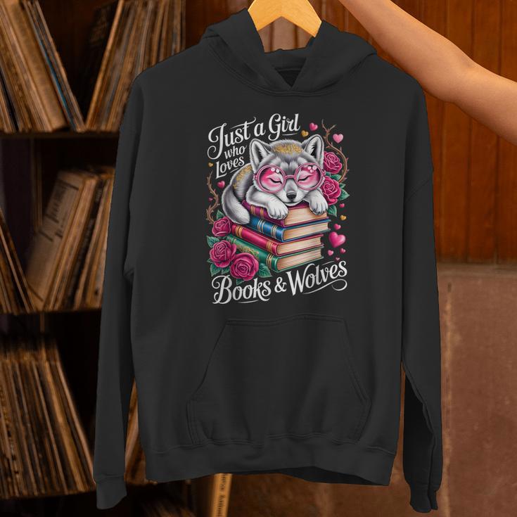 Just A Girl Who Loves Books And Wolves Cute Reading Nerd Unisex Hoodie Just A Girl Who Loves Books And Wolves Cute Reading Nerd Unisex Hoodie