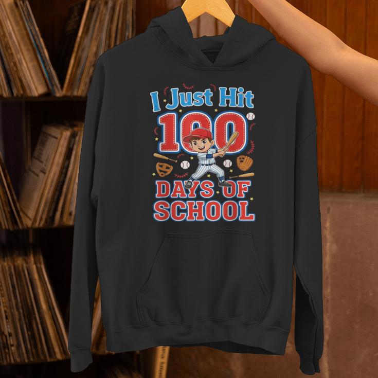 I Just Hit 100 Days Of School Baseball 100th Day Boys Kids Unisex Hoodie I Just Hit 100 Days Of School Baseball 100th Day Boys Kids Unisex Hoodie