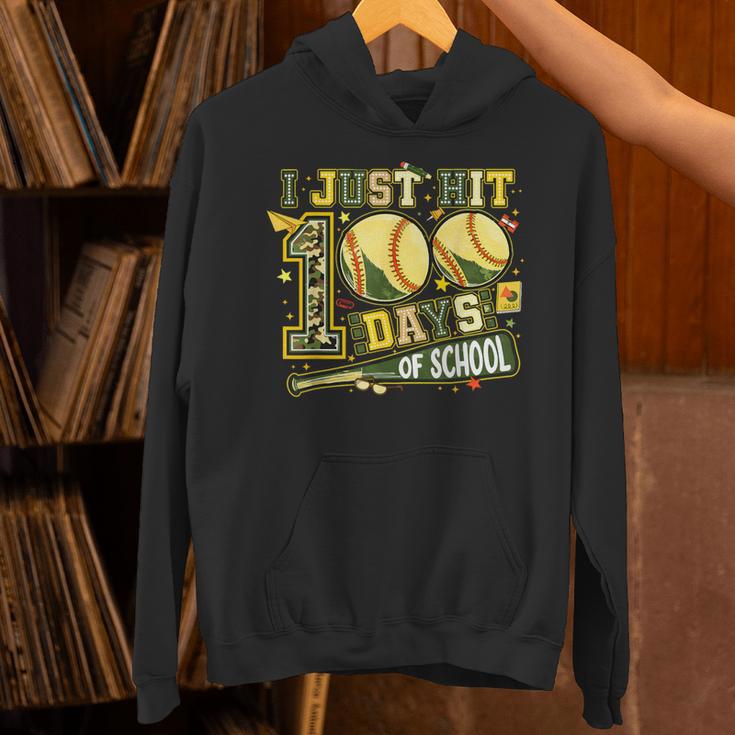 I Just Hit 100 Days Of School Baseball Teacher Boy Girl Kid Unisex Hoodie