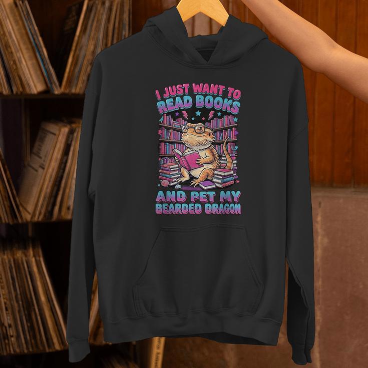 I Just Want To Read Books And Pet My Bearded Dragon Reptile Unisex Hoodie