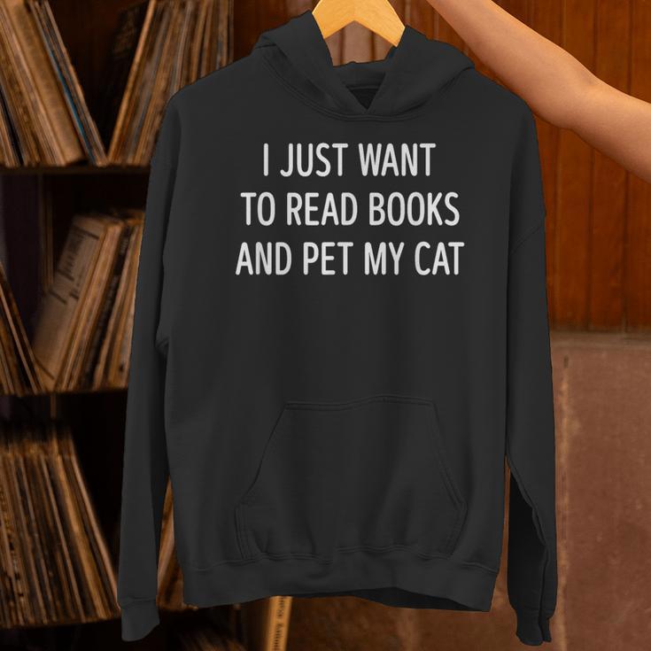 I Just Want To Read Books And Pet My Cat Men Women Kids Unisex Hoodie