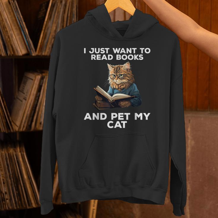 I Just Want To Read Books And Pet My Cat Unisex Hoodie