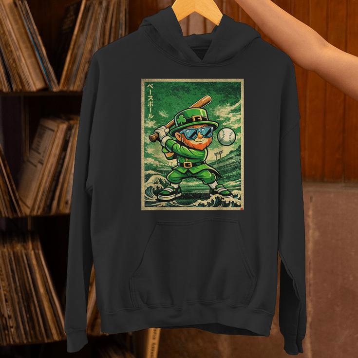 Leprechaun Playing Baseball Japanese Art St Patricks Day Unisex Hoodie Leprechaun Playing Baseball Japanese Art St Patricks Day Unisex Hoodie
