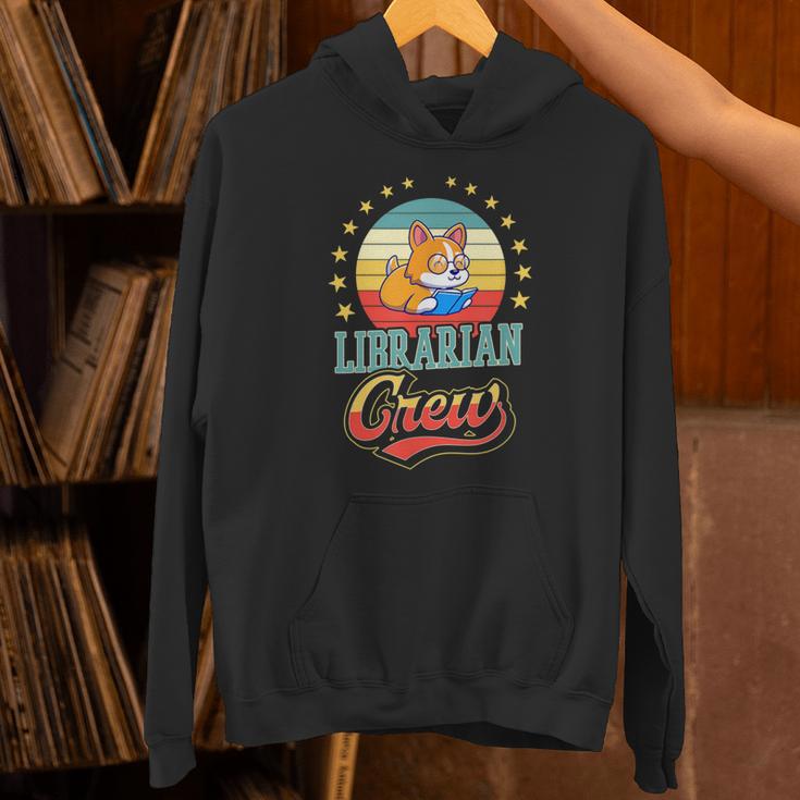 Librarian Crew Cute Library Dog Book Reading Men Women Unisex Hoodie