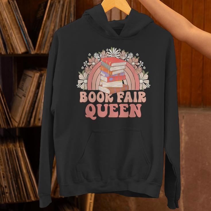 Library Book Fair Queen Vibe Groovy Retro School Reading Unisex Hoodie