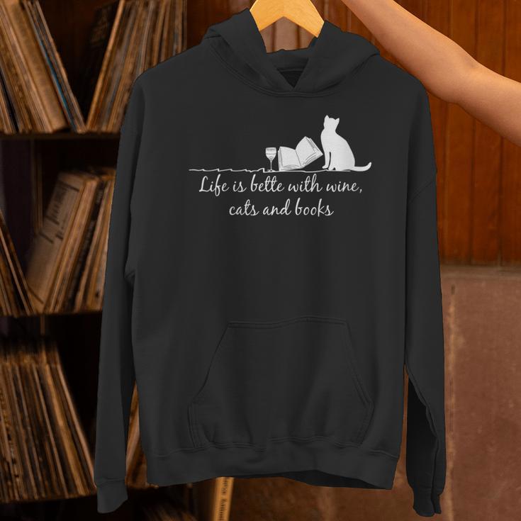 Life Is Better With Books Cats And Wine- Shirt And Outfits Unisex Hoodie Life Is Better With Books Cats And Wine- Shirt And Outfits Unisex Hoodie