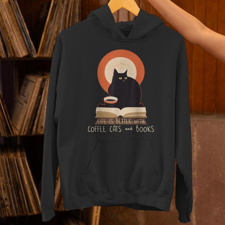 Life Is Better With Coffee Cats And Books Cat Lover Men Women Unisex Hoodie Life Is Better With Coffee Cats And Books Cat Lover Men Women Unisex Hoodie