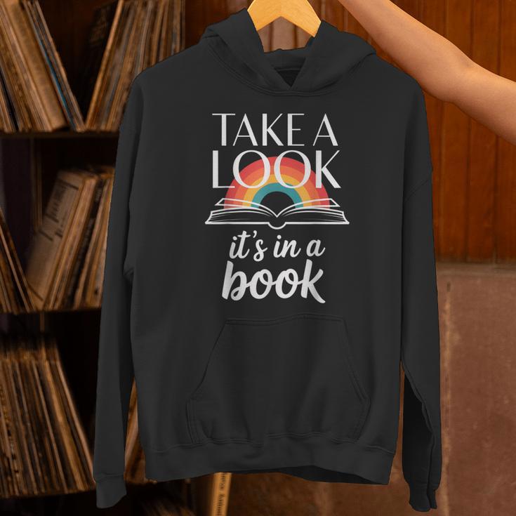 Take A Look Its In A Book Retro Reading Bookworm Librarian Unisex Hoodie