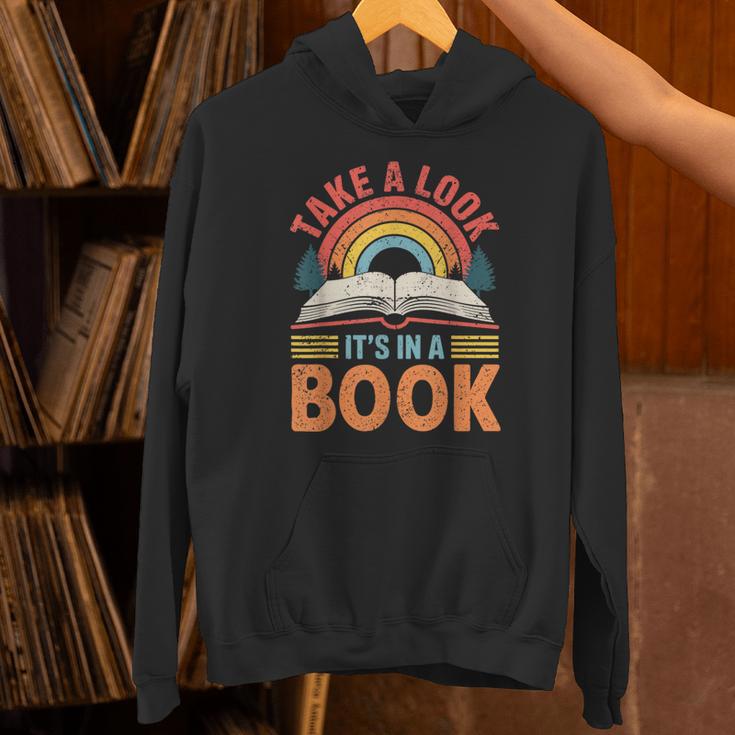 Take A Look It's In A Book Retro Reading Book Lover Unisex Hoodie