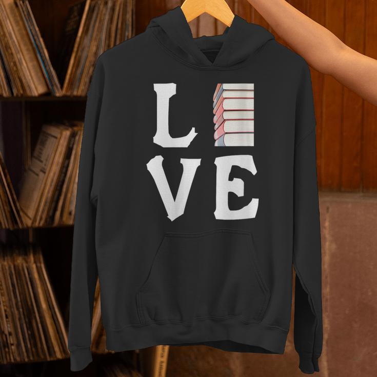 Love Books Stack Literature Reading Themed Pictograph Unisex Hoodie Love Books Stack Literature Reading Themed Pictograph Unisex Hoodie