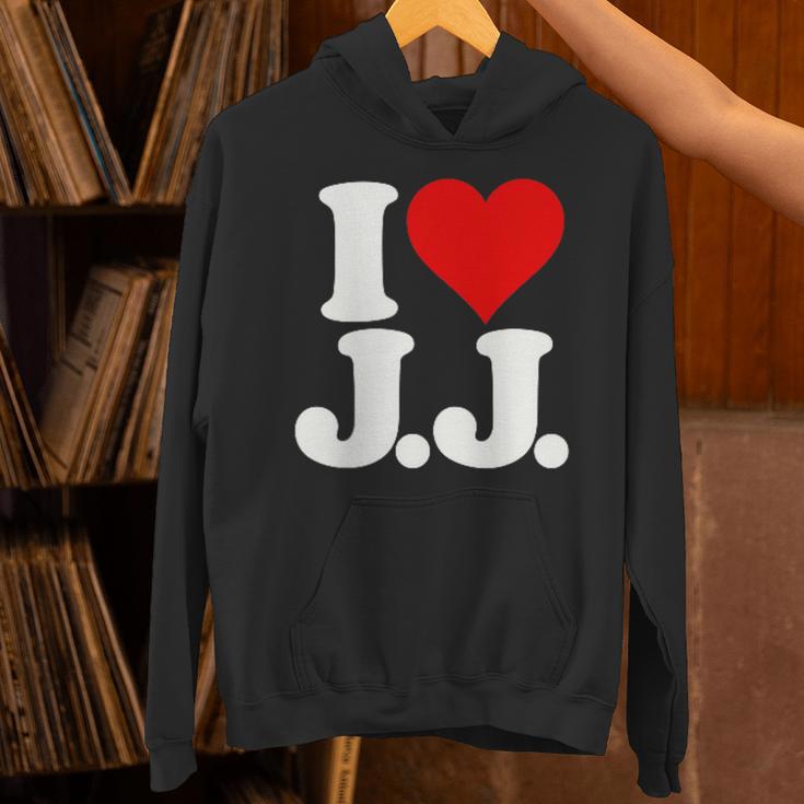 I Love Heart JJ Jj J J イニシャル パーカー