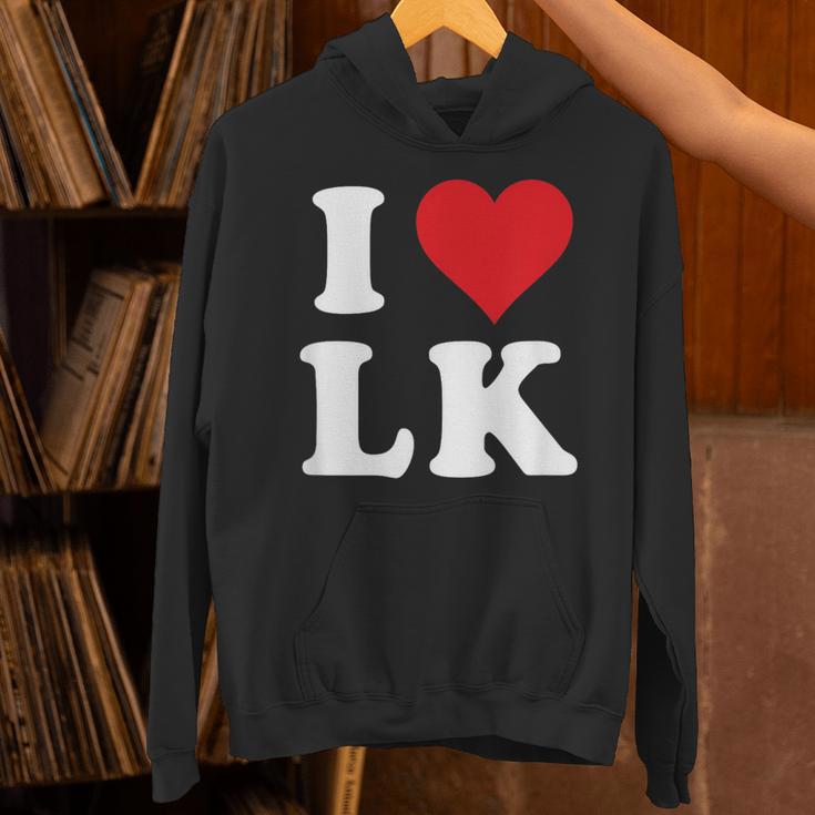 I Love Lk Initials I Heart LK First Last Name L K パーカー