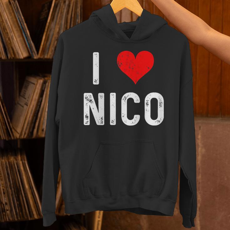 I Love Nico ハート アンティーク調 パーカー