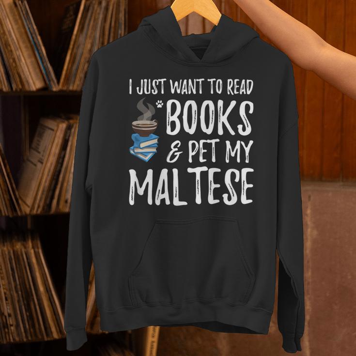 Maltese Avid Book Reader Dog Mom For Men Women Unisex Hoodie