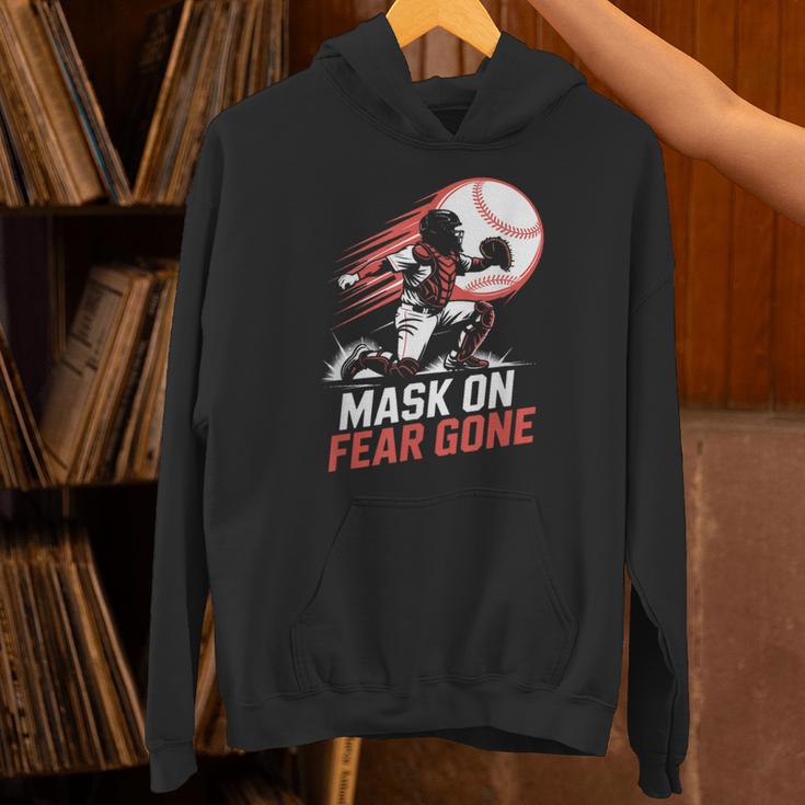 Mask On Fear Gone Baseball Catcher Softball Unisex Hoodie