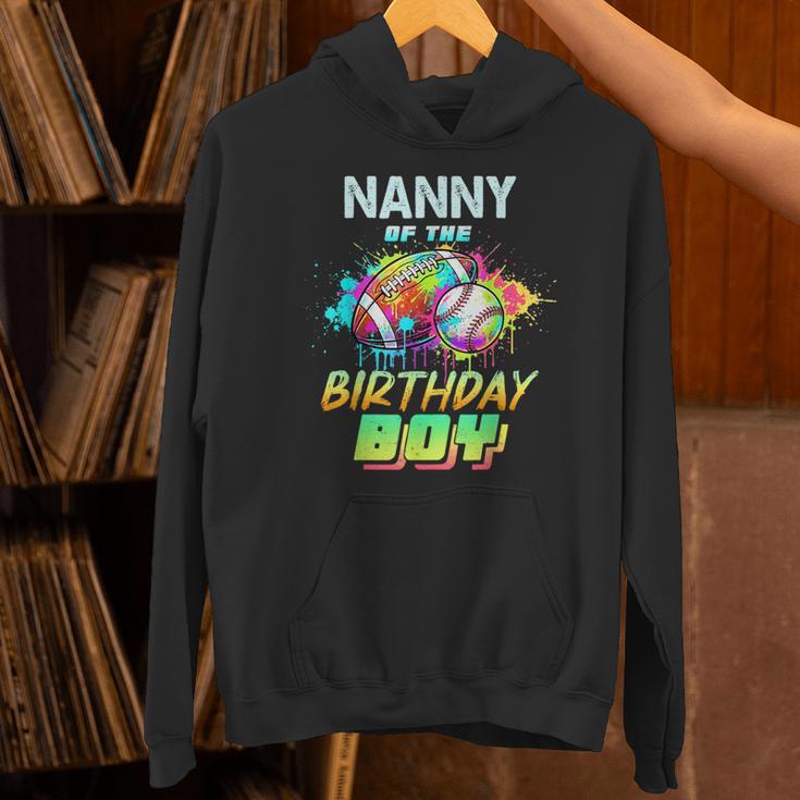 Nanny Of The Birthday Boy Baseball Football Colorful Unisex Hoodie Nanny Of The Birthday Boy Baseball Football Colorful Unisex Hoodie