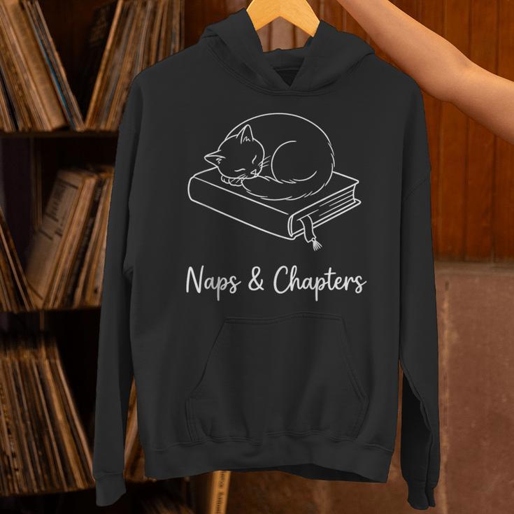 Naps And Chapters Sleeping Cat On Book Line Art Unisex Hoodie