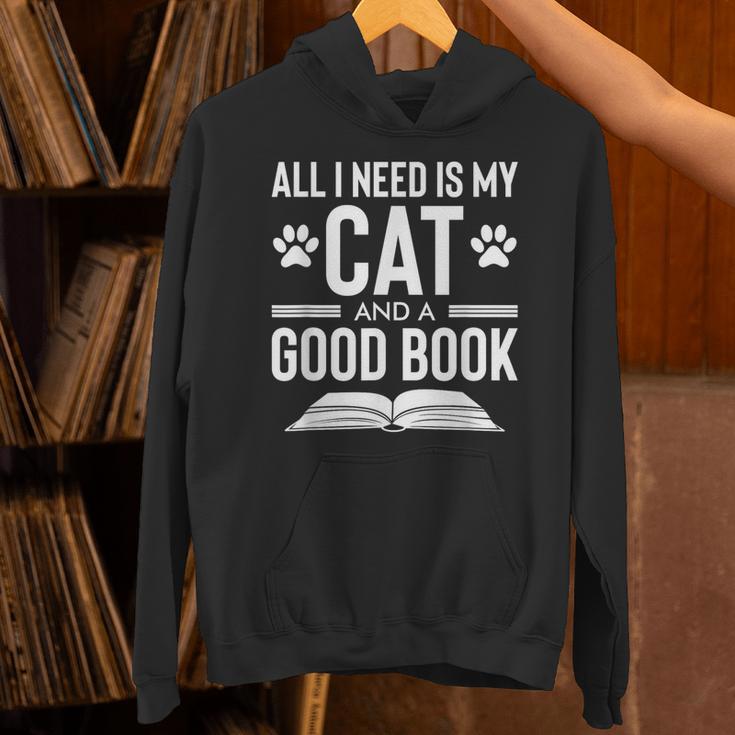 All I Need Is My Cat And a Good Book Cat Lover Unisex Hoodie
