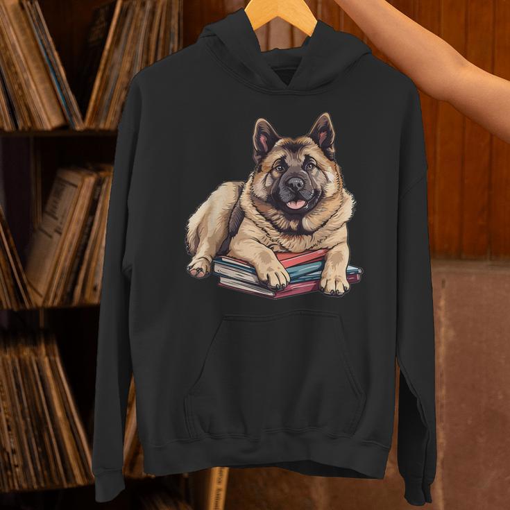 Norwegian Elkhound Books Reading Dog Breed Graphic Unisex Hoodie